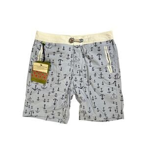 NWT Scotch Soda AMS Swim Trunks Blue Anchor Shorts Mens Size 14